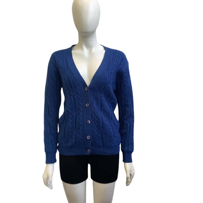 `Vintage’ Slade Womens To Fit AUS Size M Pure Wool Cardigan Blue 