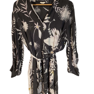 H&M anna glover design shirt dress ,Size 12 Floral / Navy Blue 