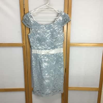 Review Womens  Size 10 Baby Blue Lace Dress