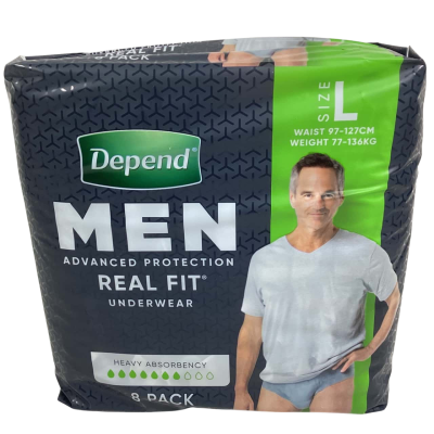 Mens Depend advanced protection Real Fit underwear