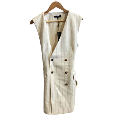 Saba Womens  Size 14 Mini Dress Beige / Black  / Pinstriped 