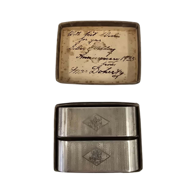 Beautiful 2 x Personalised Napkin Rings from 1933 EPNS Silver