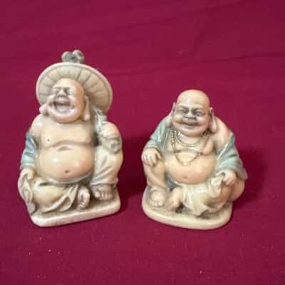 Pair of Small Vintage Resin Figurines The Laughing Budda’s