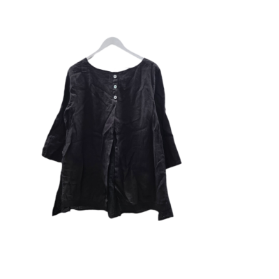 La Luna Lifestyle Black 100% Linen Gauze Hi-Low Oversized Blouse Top – Size S