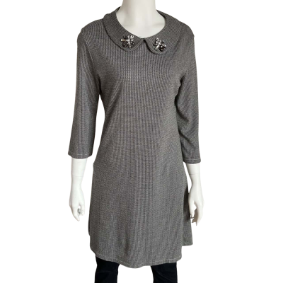 Mango Womens  Size S Jumper Mini Dress Checked / Grey / Silver 