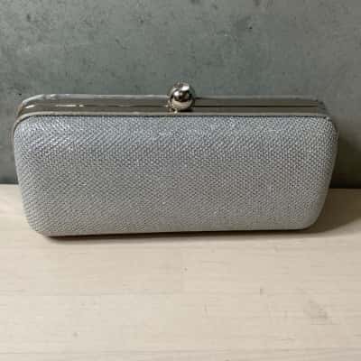 Gabee Silver Glitter Clutch/Crossbody Bag 