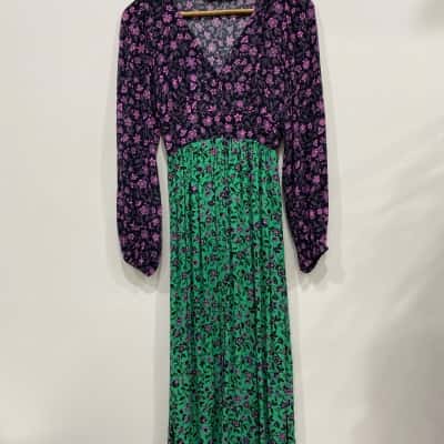 Sportsgirl Womens  Size 4 Long Sleeve Dress Black  / Green / Pink  