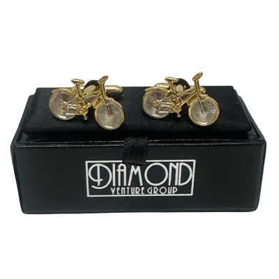 Diamond Venture Group Bicycle CuffLinks Gold/Silver Tone