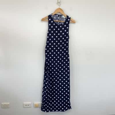 Seed Heritage Midnight Sky Spot Sleeveless Midi Dress  Size 10 