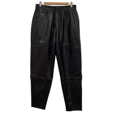 Witchery Women's Lamb Leather Pants Size 12 Black RRP$400