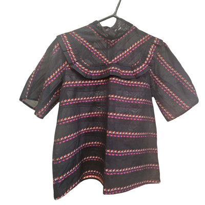 Sandro - Womens - Size 8 - Short Sleeved Blouse - Black  / Multicoloured 