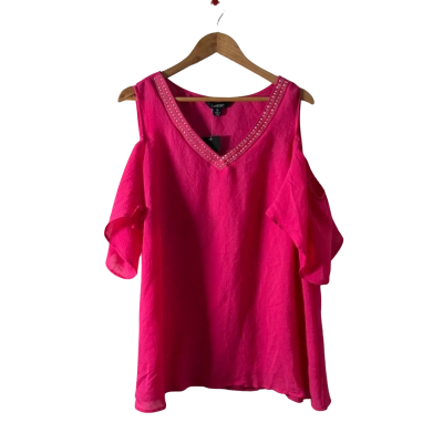 Beme Womens  Size 16 Short Sleeve Shirt Pink  