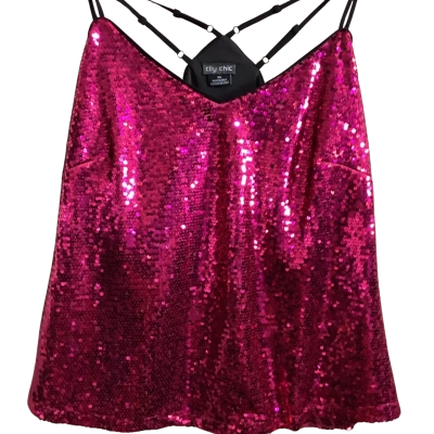 City Chic Womens  Size XS Singlet Top Black  / Pink  