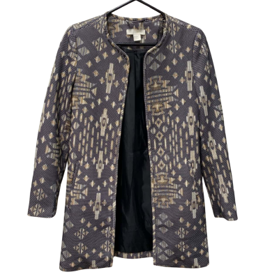H&M Womens  Size 2 Open Jacket Beige / Black  / Mustard 