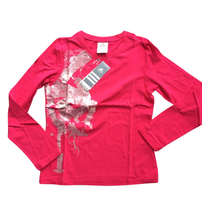 BNWT Adidas Womens  Size S Graphic Long Sleeve Graphic Top Pink  HTH2