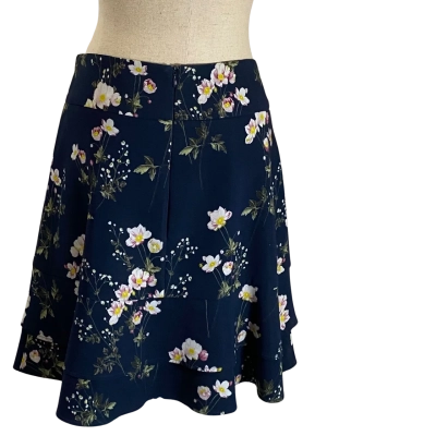 Review Fully Lined Navy Floral Skirt Size 12