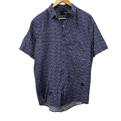 Hurley Mens  Size XXXL Short Sleeve Shirt Navy Blue / White 