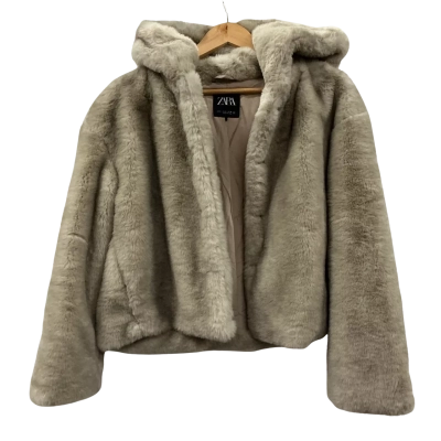 Zara Womens  Size S Hooded Jacket Beige 