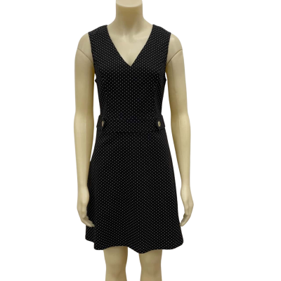 Portmans Womens  Size 10 Sleeveless Dress  Black  / Polka Dot / White 