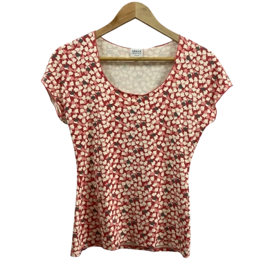 Armani Collezioni Womens  Size 40 Short Sleeve Top Abstract Floral Pattern