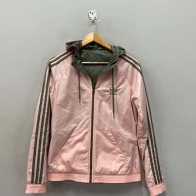 Adidas Womens  Size 10 Reversible Lightweight Anorak Gold / Khaki / Pink  
