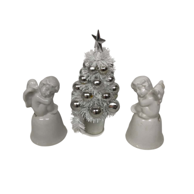 Christmas Decorations: Ceramic Angel Bells & Xmas Tree