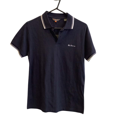 BNWT Ben Sherman Men's Size S Basic Polo with Double Tipping Classic Navy  
