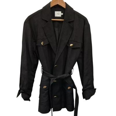 AJE Womens Size 8 Long line tie waist Blazer Black  