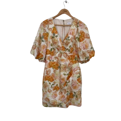 Sheike Womens  Size 8 Floral Dress / Mini Dress / Short Sleeve Dress  Floral / Green / Orange / White 