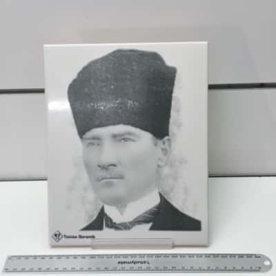 Vintage Tamsa Seramik Mustafa Kemal Atatürk Portrait Commemorative Ceramic Tile