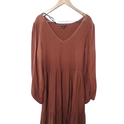 City Chic Womens  Size L Long Sleeve Dress Burnt Orange 