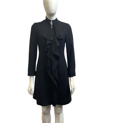 David Lawrence Womens  Size 8 Wool Blend Frill Winter Jacket Black 