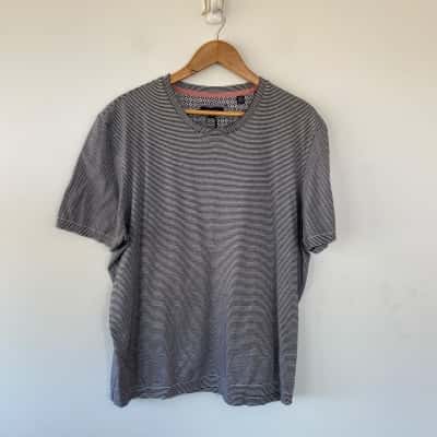 Ted Baker Navy Blue White Striped Short Sleeve T-shirt  Size 6 