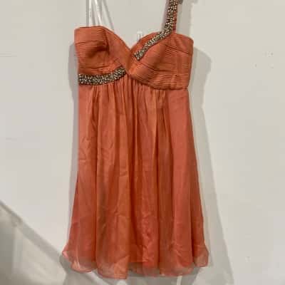 Forever New Celeste Silk Womens  Size 12 Cocktail  Dress Coral RRP$149.99
