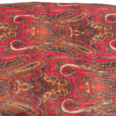 Pink paisley synthetic velvet fabric.   144 (W) x 160 (L) cm approx.