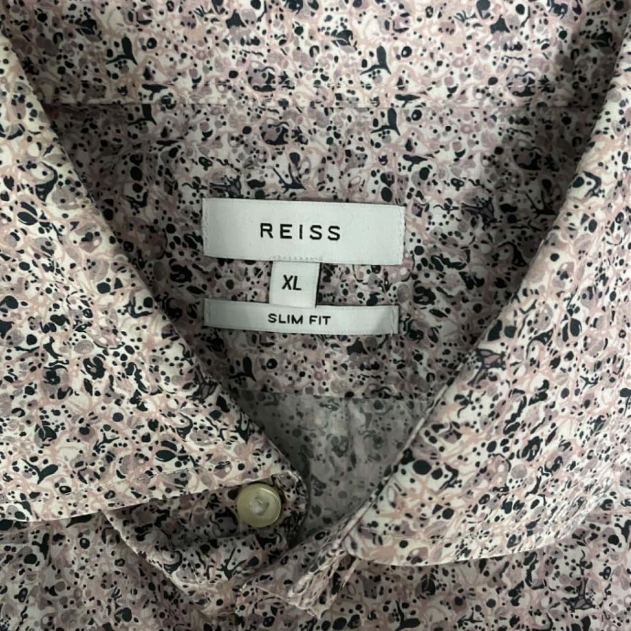 Reiss Mens Size XL Long Sleeve Black / Pattern / Pink / White (s)