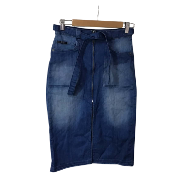 Bardōt Denim Womens Size 10 Blue Denim Front Slit Zipper A-line Skirt (new)