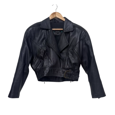 Vintage Atelier 15  Size M Biker Jacket Black Sheep Skin