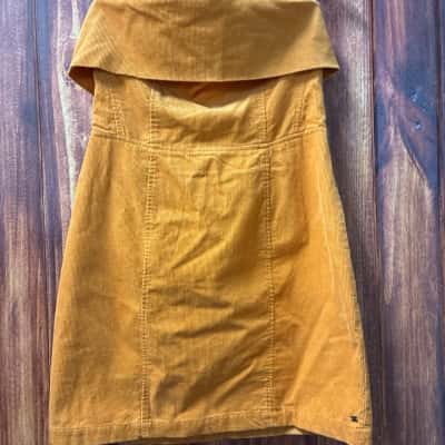 Ghanda  Size 12 Strapless Dress Orange corduroy new 