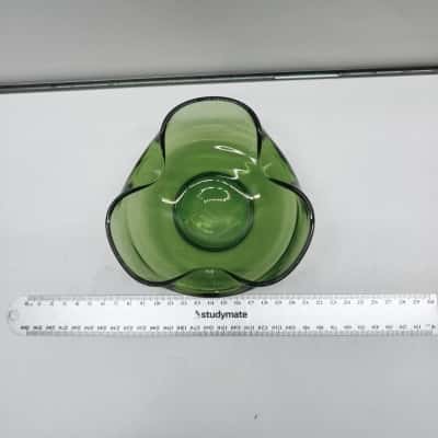Vintage Olive Green Art Glass Ashtray / Trinket Dish