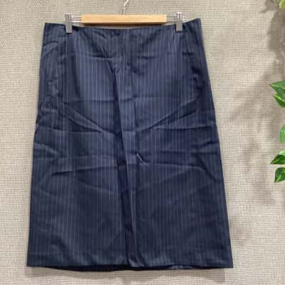 Fletcher Jones Womens  Size 14 Midi Skirt Blue / Pinstriped 