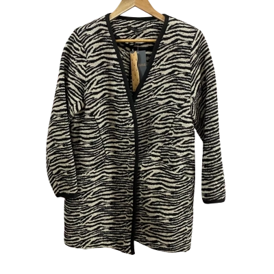 Womens Liz Jordan Size L Longline Zebra Coatigan 