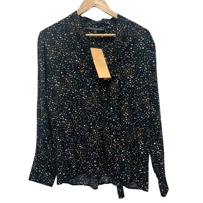 Liz Jordan Womens Size 12 Long Sleeve Top Black/Pattern 