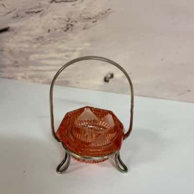 Antique Glass Salt Cellar with EPNS Stand