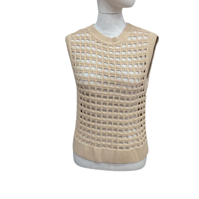 AERE Crochet Vest  Size 6 Sleeveless Top Beige 