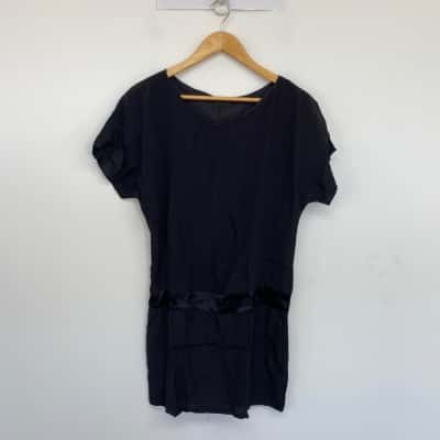 Neli Hamilton Black Silk Tunic Mini Dress Size 8 