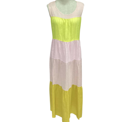 Alessandra  Size M Maxi Sleeveless Dress  Pink  / Yellow 