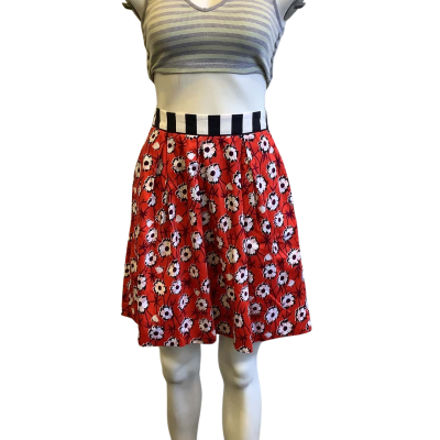 Cue Women's Size 6 High Waist Floral Mini Skirt Red 