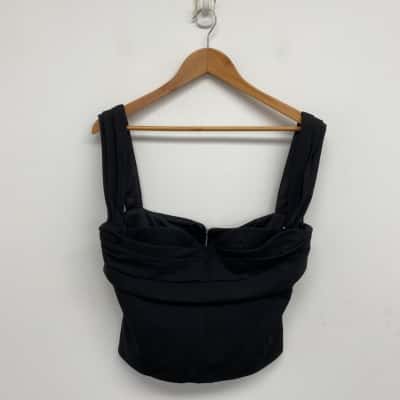 Showpo Black Gathered Bust Chelsea Corset Top  Size 16 