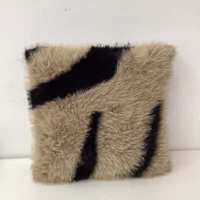 Zebra Faux Fur Cushion Brown - Size 50cm x 50cm